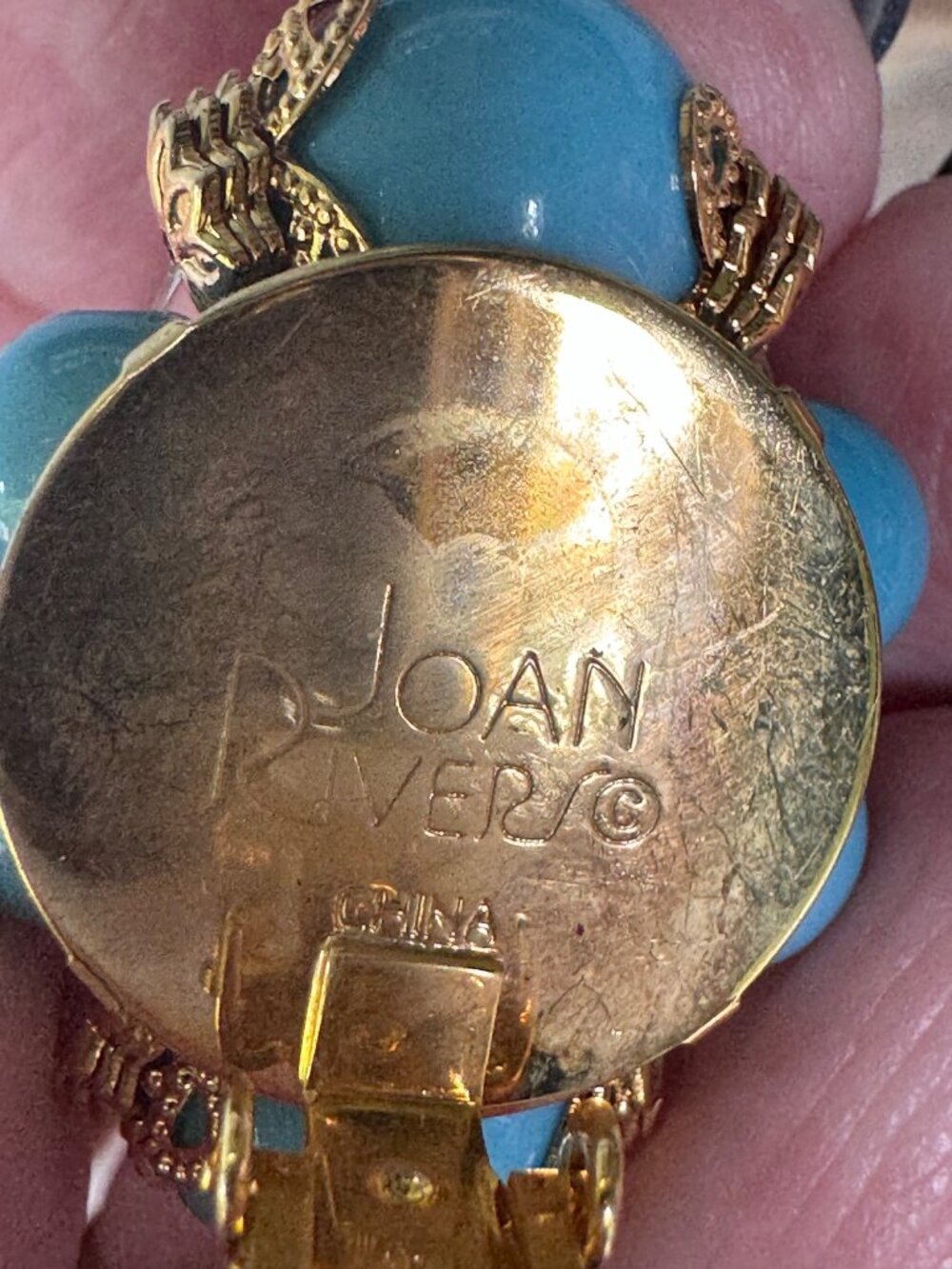 Joan Rivers Gold-Tone Clip-On Earrings With Blue Bead Clusters - Picture 4 of 6